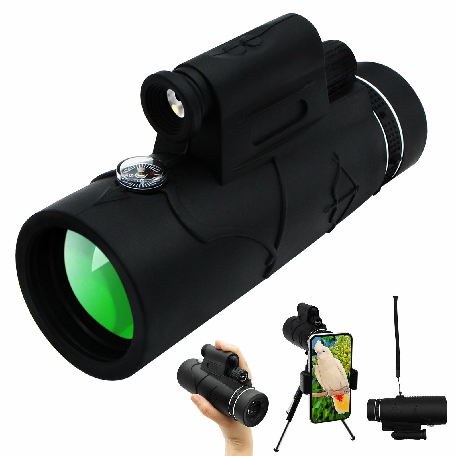 Monocular Starscope 전화 카메라 Zoom Lense + 삼각대 가방 Smartphone 모바일 카메라 핸드폰 Lense 용 전화 마운트 망원경